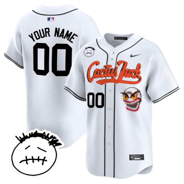 Custom Houston Astros Cactus Jersey Jack Patch V3 All Stitched White