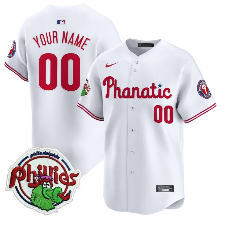 Custom Phillies Jersey Phanatic Patch Vapor Premier Limited Stitched White