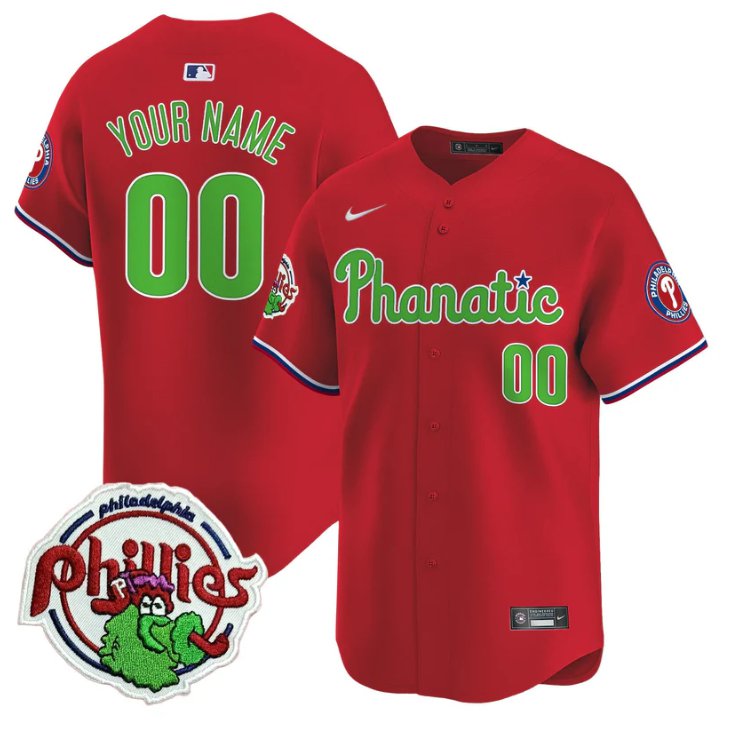 Custom Phillies Jersey Phanatic Patch Vapor Premier Limited Stitched Red