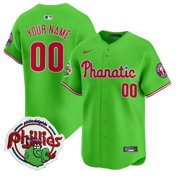 Custom Phillies Jersey Phanatic Patch Vapor Premier Limited Stitched Green