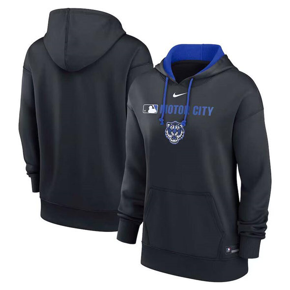 Women's Detroit Tigers Black City Connect Therma Pullover Hoodie