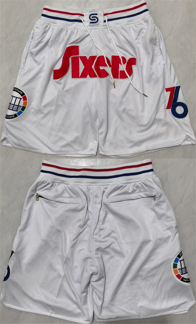 Men's Philadelphia 76ers White Jersey Shorts