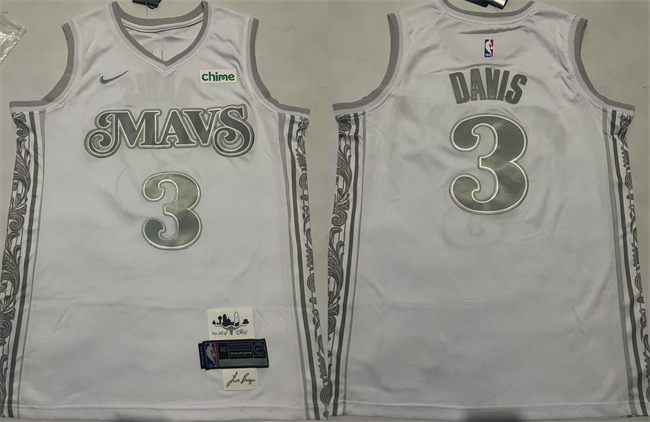 Men's Dallas Mavericks #3 Anthony Davis White 2024-25 City Edition Stitched Basketball Jersey