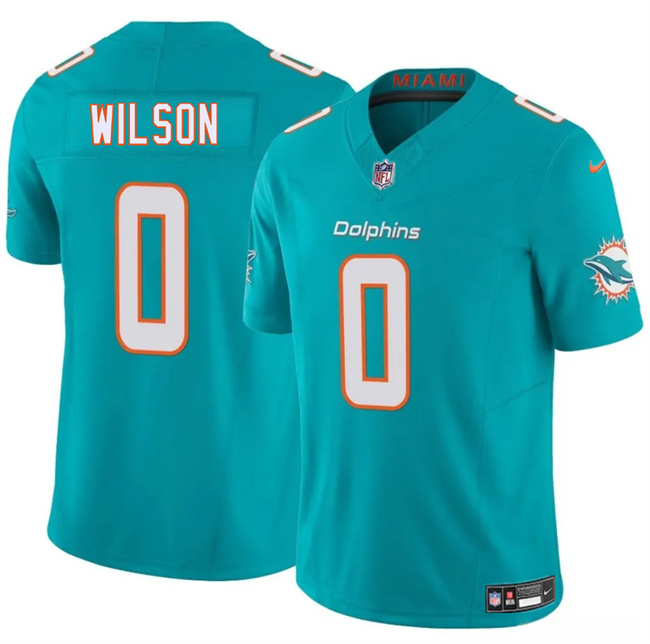 Men's Miami Dolphins #0 Zach Wilson Aqua 2025 F.U.S.E. Vapor Limited Stitched Football Jersey