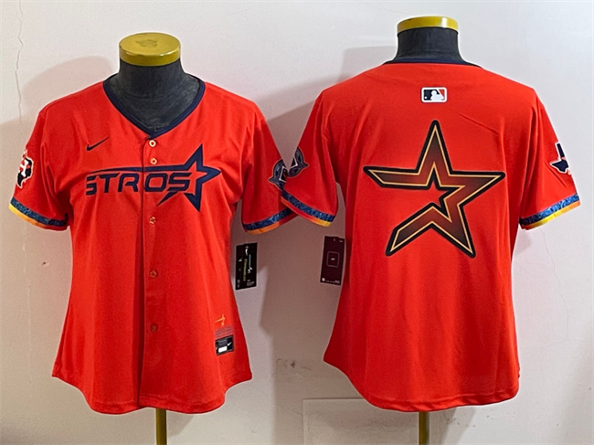 Youth Houston Astros Team Big Logo Orange 2025 City Connect With Texas Patch Limited Stitched Baseball Jersey