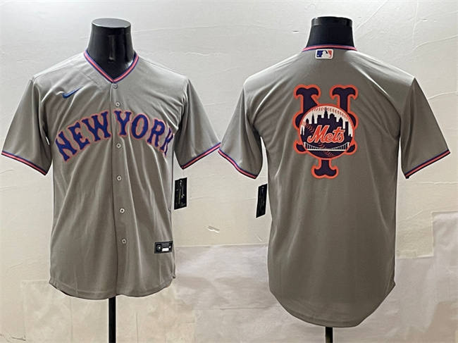 Men's New York Mets Team Big Logo Grey 2025 Limited Stitched Baseball Jersey
