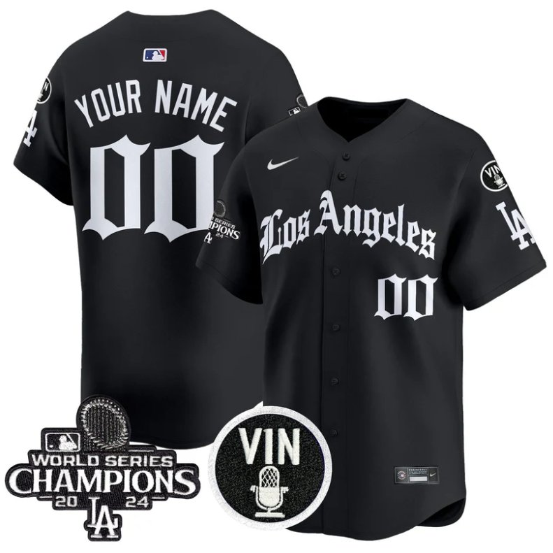 Custom Dodgers Jersey Name, Number 2025 LA Gothic Style Vapor Premier Limited Stitched Black