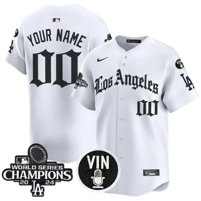 Custom Dodgers Jersey Name, Number 2025 LA Gothic Style Vapor Premier Limited Stitched White