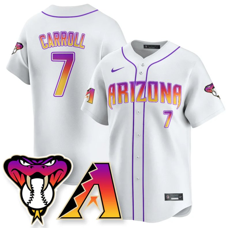 Men's Arizona Diamondbacks #7 Corbin Carroll White 2025 City Connect Concept Stitched Jersey