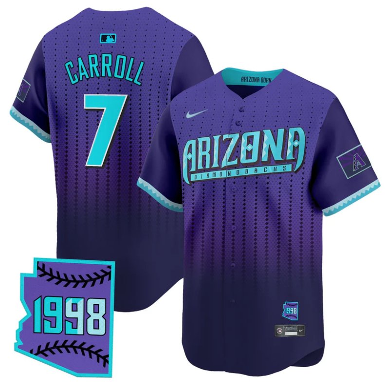 Men's Arizona Diamondbacks #7 Corbin Carroll Purple 2025 City Connect Concept Stitched Jersey