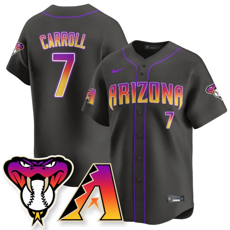 Men's Arizona Diamondbacks #7 Corbin Carroll Black 2025 City Connect Concept Stitched Jersey