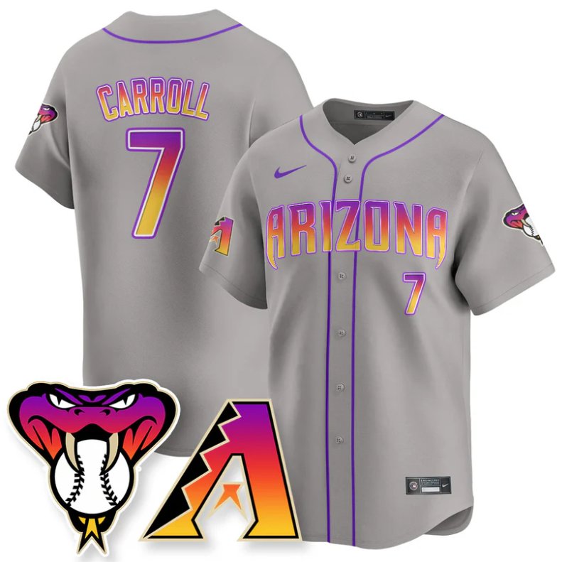 Men's Arizona Diamondbacks #7 Corbin Carroll Gray 2025 City Connect Concept Stitched Jersey