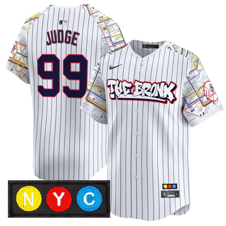 Men's Aaron Judge Jersey #99 New York Yankees The Bronx Subway Style Premier Stitched Pinstripe