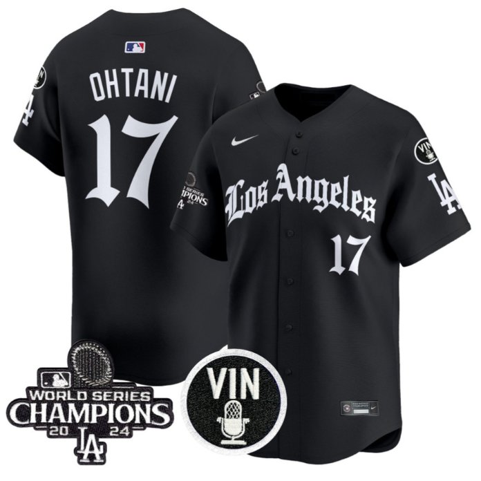 Men's Shohei Ohtani Jersey #17 Dodgers 2025 LA Gothic Style Vapor Premier Limited Stitched Black