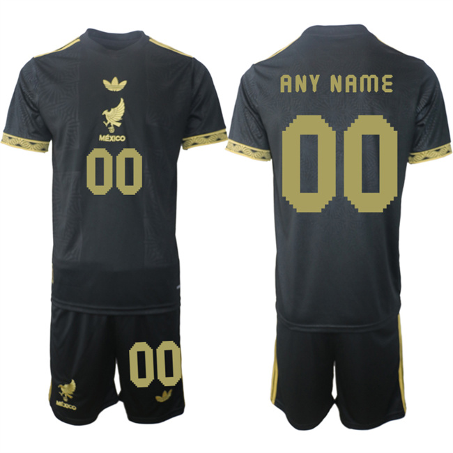 Men's Mexico Custom Black Gold 25-26 Soccer Jersey Suit