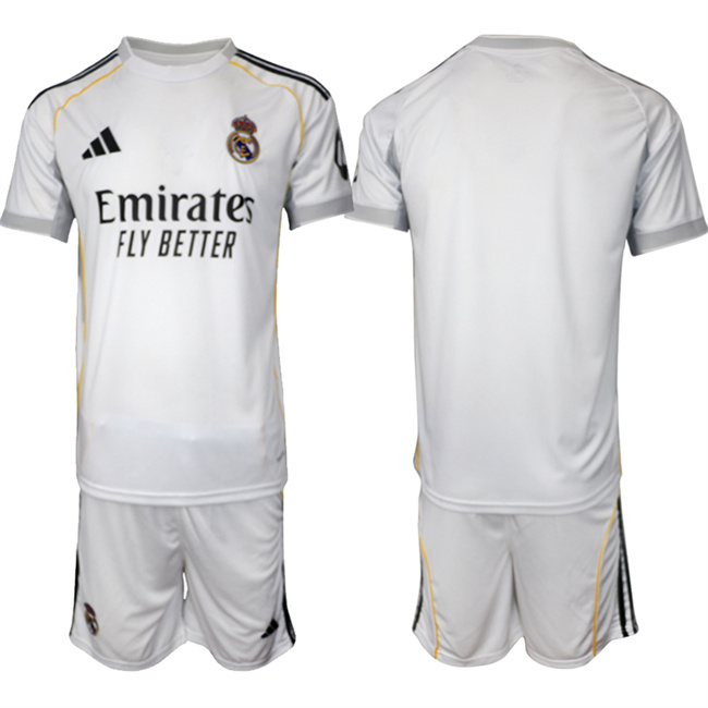 Men's Real Madrid Blank 25-26 White Home Soccer Jersey Suit