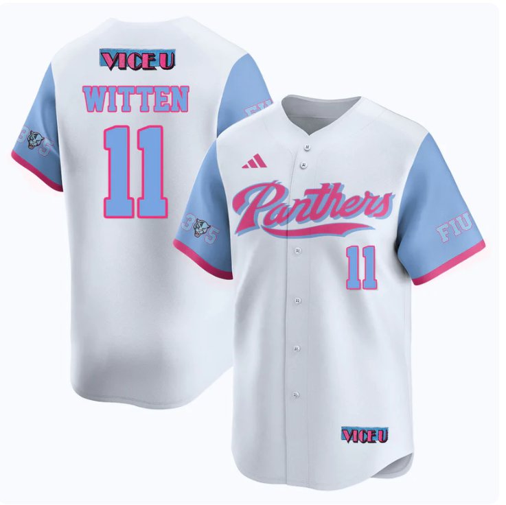Men's Rich Witten Jersey #11 FIU Panthers Baseball 2025 Vice U Stitched White