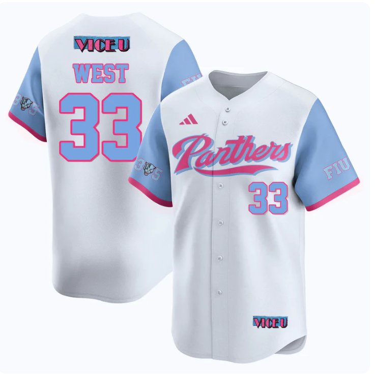 Men's Brylan West Jersey #33 FIU Panthers Baseball 2025 Vice U Stitched White