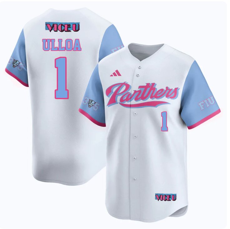 Men's Alex Ulloa Jersey #1 FIU Panthers Baseball 2025 Vice U Stitched White