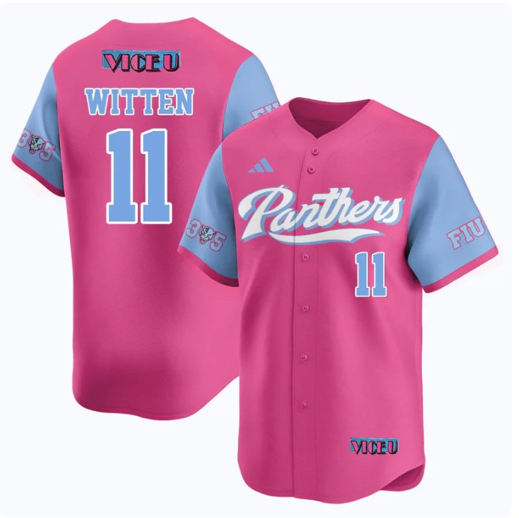 Men's Rich Witten Jersey #11 FIU Panthers Baseball 2025 Vice U Stitched Pink