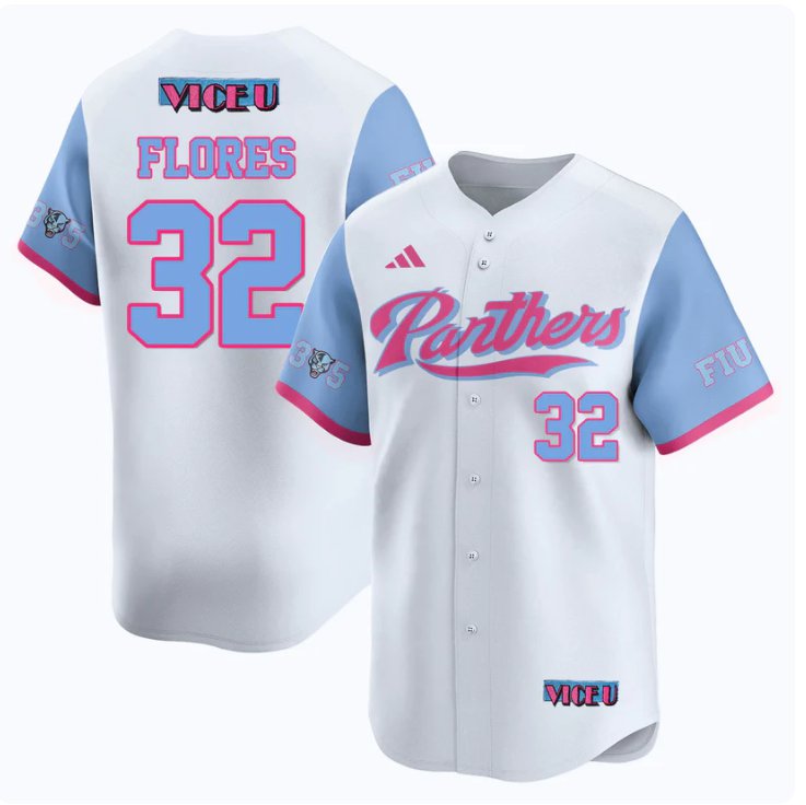 Men's Nelson Rivera Flores Jersey #32 FIU Panthers Baseball 2025 Vice U Stitched White