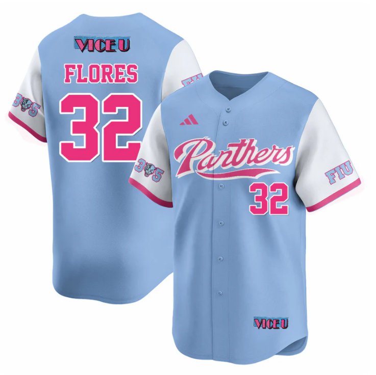 Men's Nelson Rivera Flores Jersey #32 FIU Panthers Baseball 2025 Vice U Stitched Blue