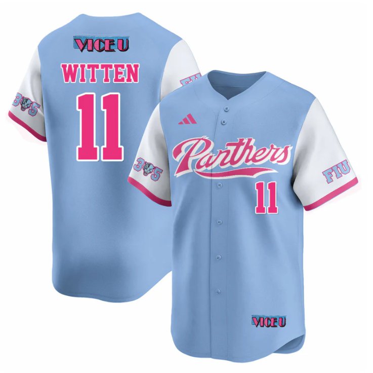 Men's Rich Witten Jersey #11 FIU Panthers Baseball 2025 Vice U Stitched Blue