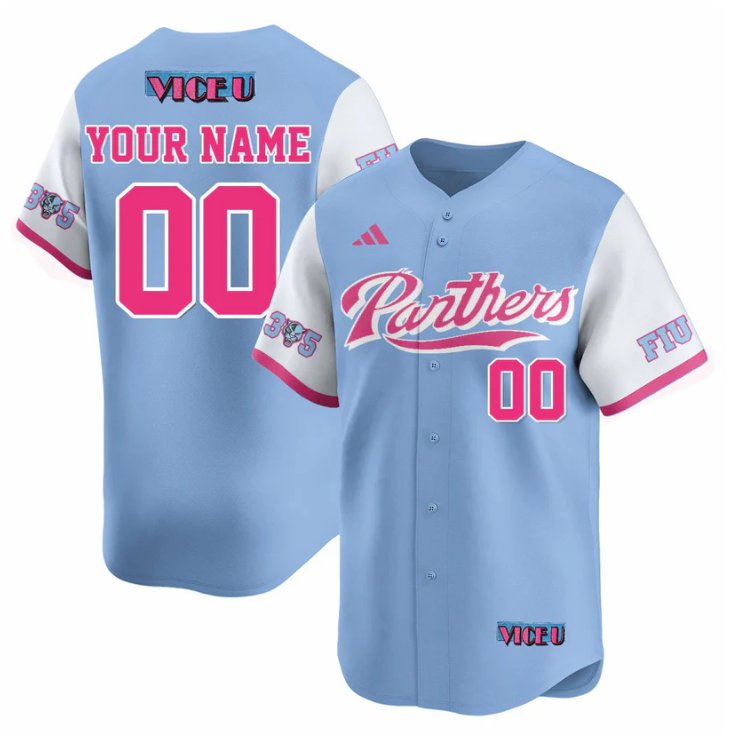 Custom FIU Panthers College Baseball Jersey adidas 2025 Vice U Stitched Blue