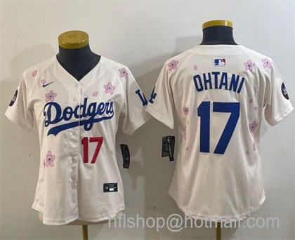 Youth Los Angeles Dodgers #17 Shohei Ohtani Cream 2025 Tokyo Series Limited Stitched Baseball Jersey