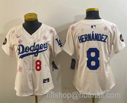 Youth Los Angeles Dodgers #8 Enrique Hernández Cream 2025 Tokyo Series Limited Stitched Baseball Jersey