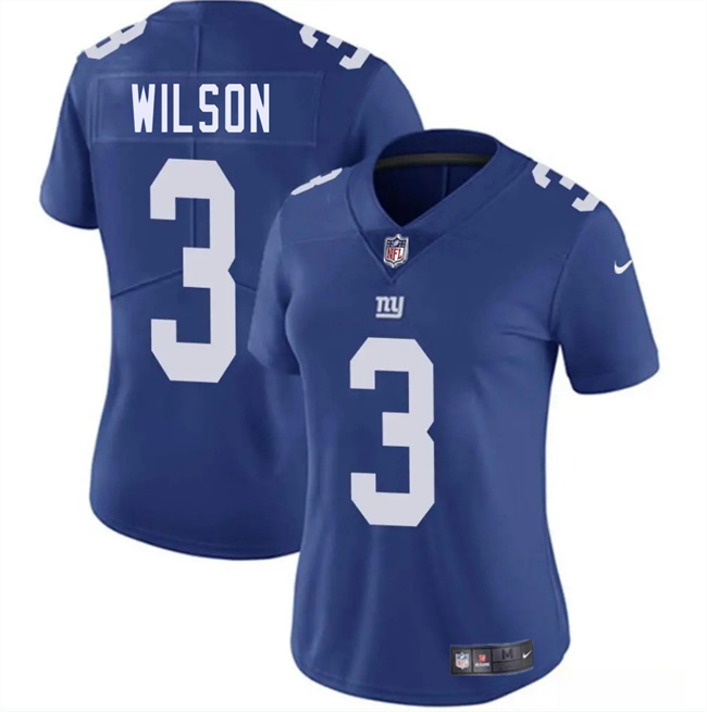 Women's New York Giants #3 Russell Wilson Blue 2025 Vapor Stitched Jersey