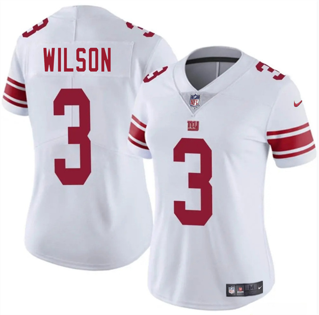 Women's New York Giants #3 Russell Wilson White 2025 Vapor Stitched Jersey