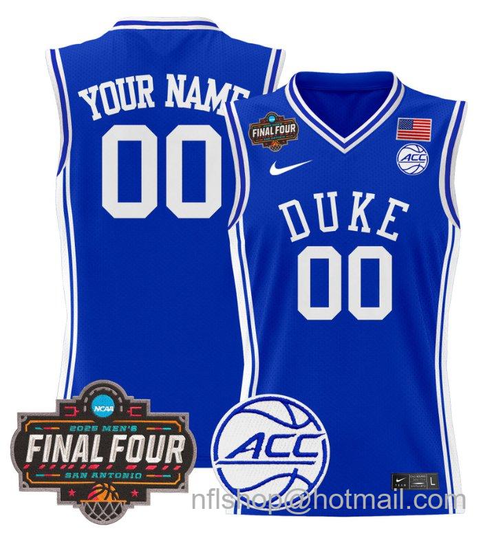 Custom Duke Blue Devils Jersey 2025 Final Four Patch Basketball Stitched Royal