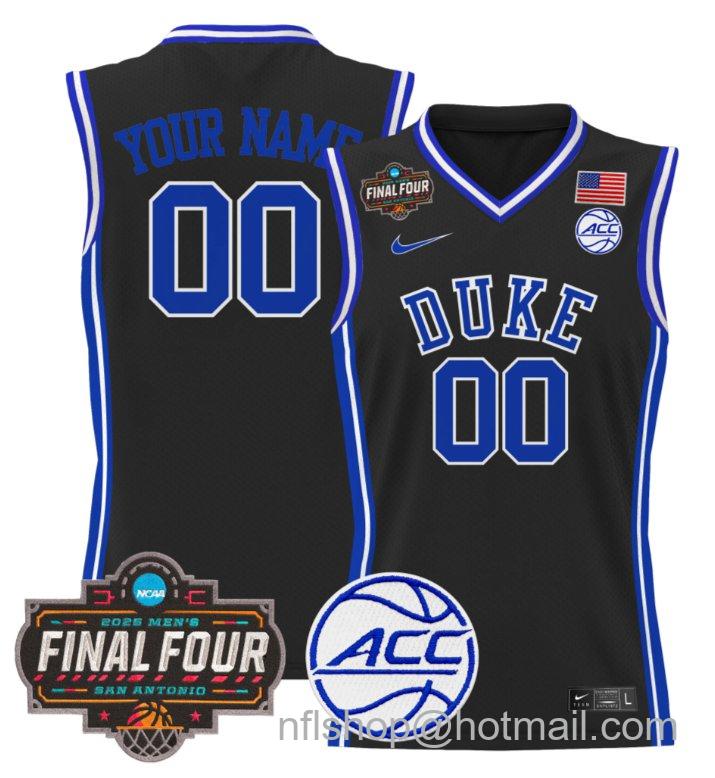 Custom Duke Blue Devils Jersey 2025 Final Four Patch Basketball Stitched Black