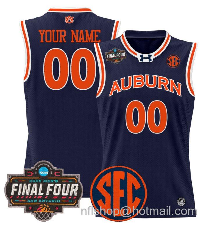 Custom Auburn Tigers Jersey 2025 Final Four Patch Basketball Stitched Navy