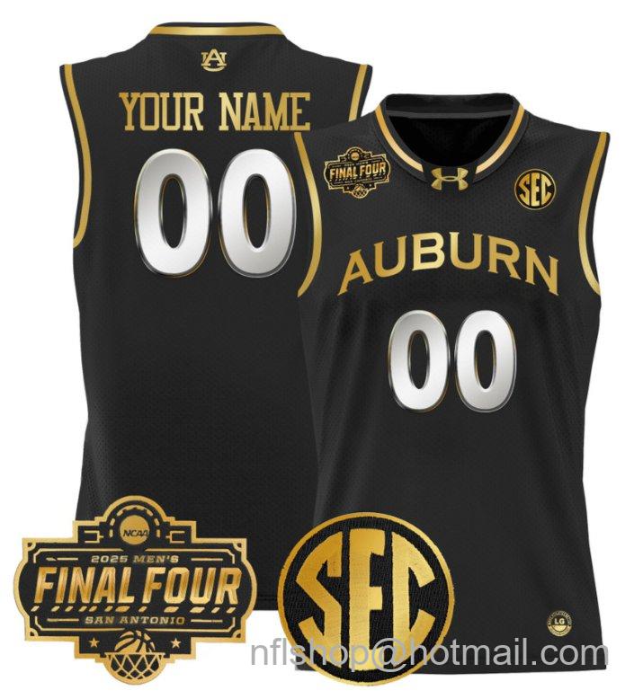 Custom Auburn Tigers Jersey 2025 Final Four Patch Basketball Stitched Black Gold