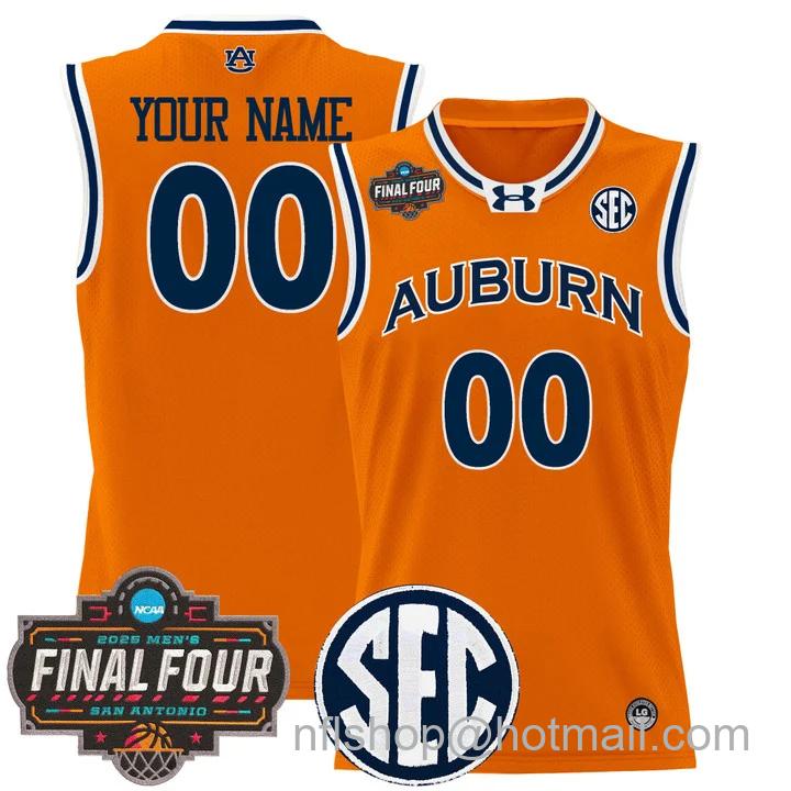 Custom Auburn Tigers Jersey 2025 Final Four Patch Basketball Stitched Orange