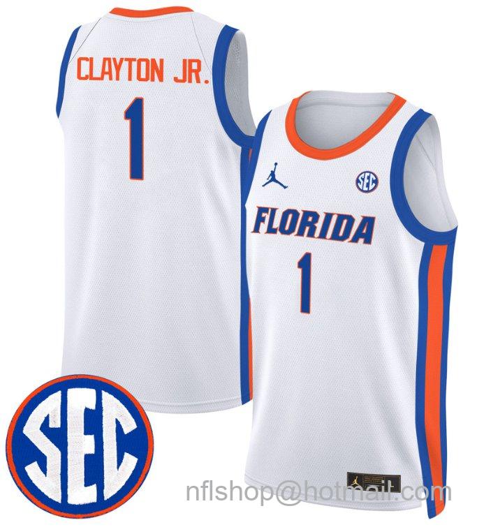 Men's Walter Clayton Jr Jersey #1 Florida Gators Swingman Basketball Stitched White