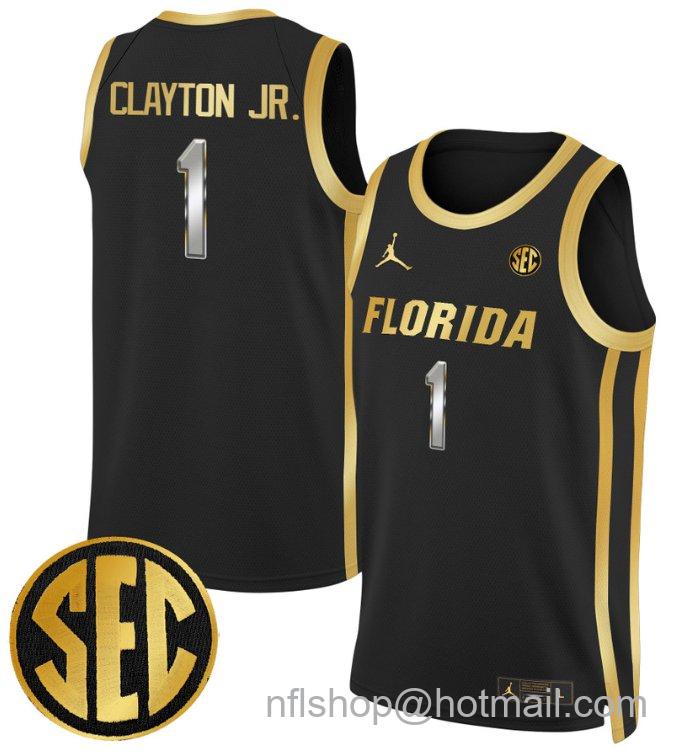 Men's Walter Clayton Jr Jersey #1 Florida Gators Swingman Basketball Stitched Black Gold