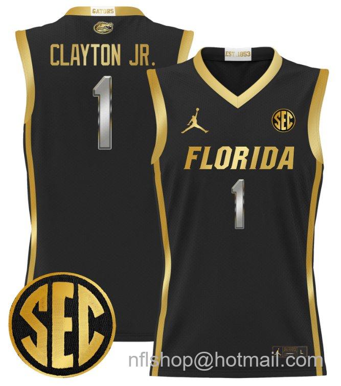 Men's Walter Clayton Jr Jersey #1 Florida Gators 2024 Lightweight Basketball Black Gold