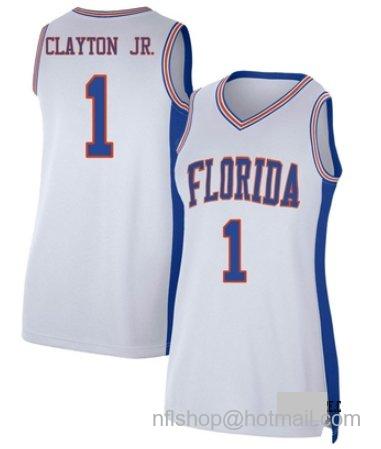 Women's Walter Clayton Jr. Jersey White #1 Florida Gators NCAA Basketball Stitched