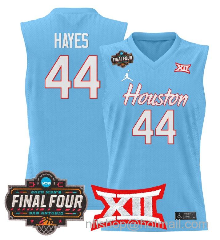Men's Elvin Hayes Jersey #44 Houston Cougars 2025 Final Four Patch Stitched Blue