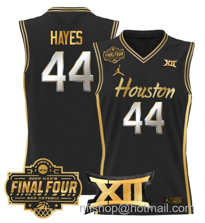 Men's Elvin Hayes Jersey #44 Houston Cougars 2025 Final Four Patch Stitched Black Gold