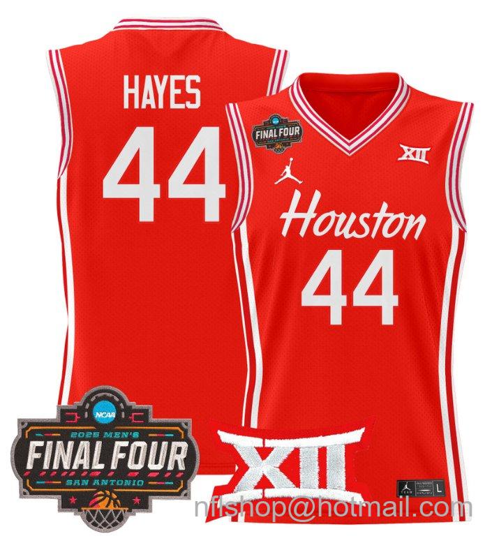 Men's Elvin Hayes Jersey #44 Houston Cougars 2025 Final Four Patch Stitched Red