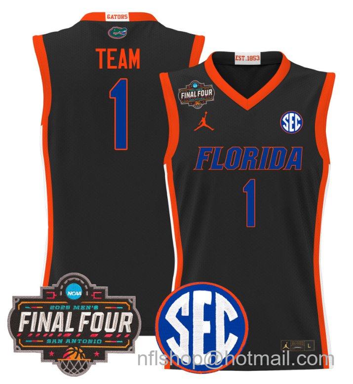 Men's Team Jersey #1 Florida Gators 2025 Final Four Patch Stitched Black
