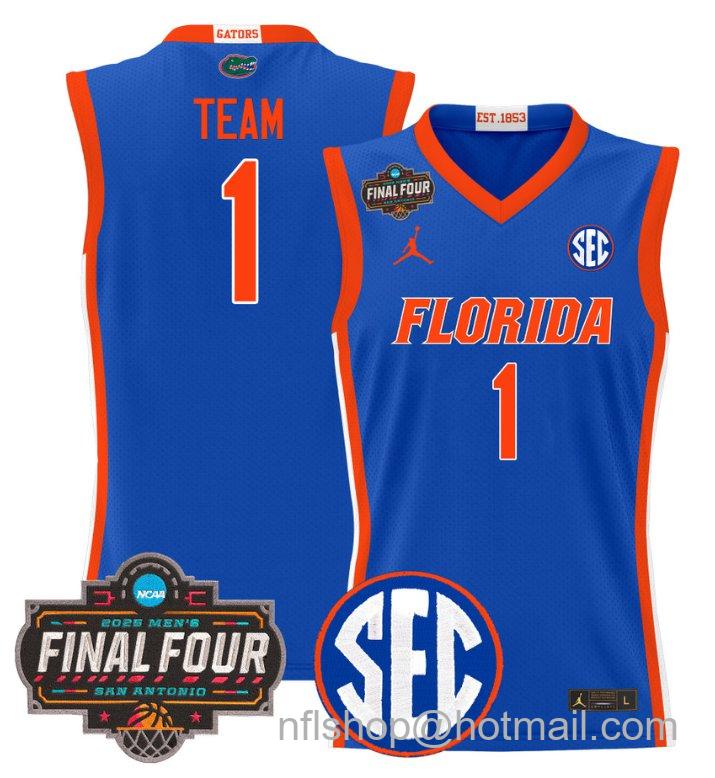 Men's Team Jersey #1 Florida Gators 2025 Final Four Patch Stitched Royal