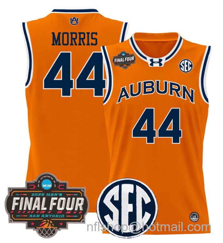 Men's Chris Morris Jersey #44 Auburn Tigers 2025 Final Four Patch Stitched Orange