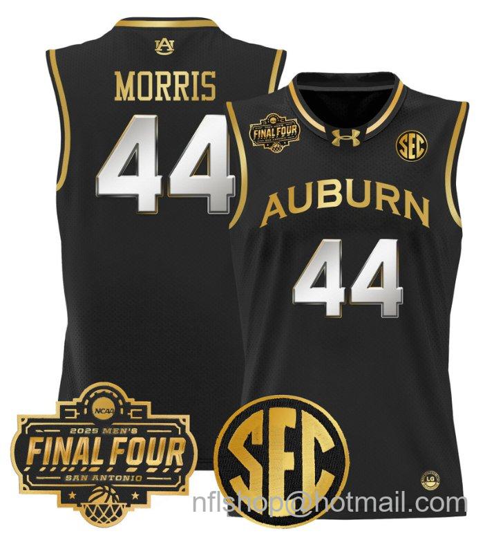 Men's Chris Morris Jersey #44 Auburn Tigers 2025 Final Four Patch Stitched Black Gold
