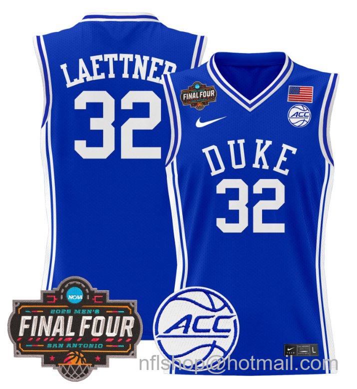 Men's Christian Laettner Jersey #32 Duke Blue Devils 2025 Final Four Patch Royal
