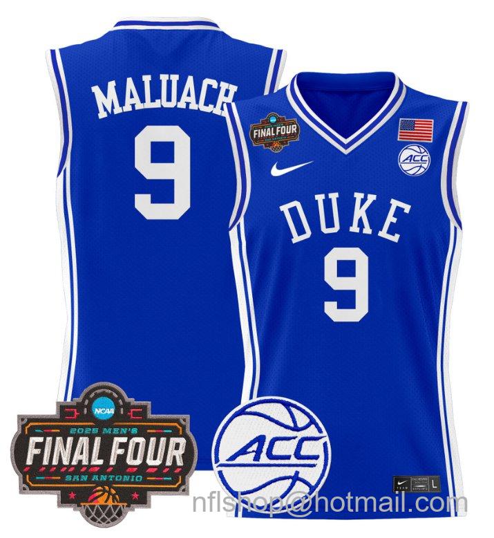 Men's Khaman Maluach Jersey #9 Duke Blue Devils 2025 Final Four Patch Stitched Royal